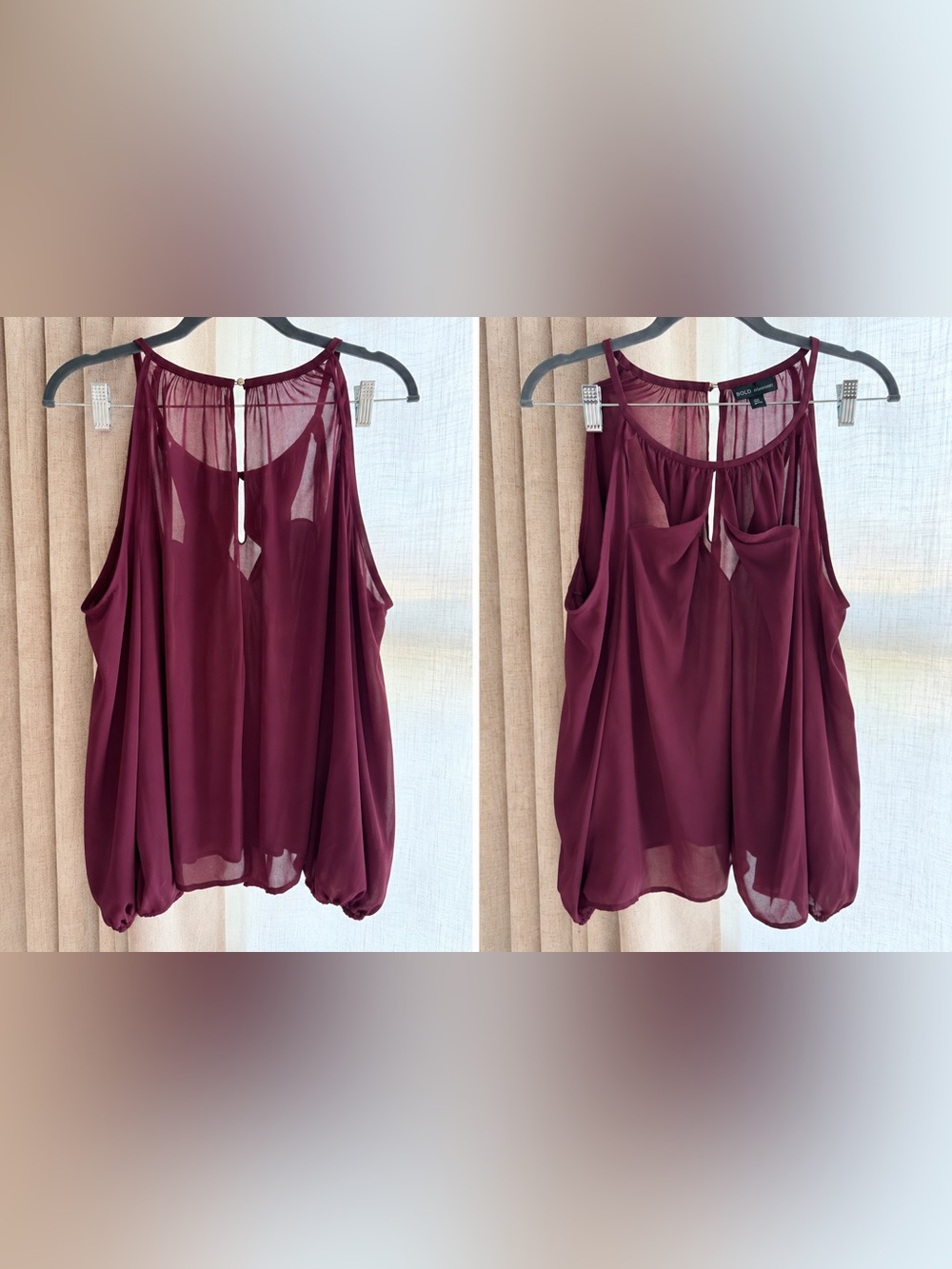 BOLD elements Plum Cold-Shoulder Keyhole Blouse